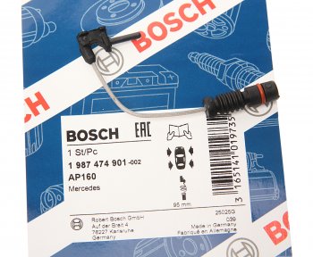 180 р. Датчик износа тормозных колодок MERCEDES C (W202),E (W210),G (W461) передний (1шт.) BOSCH BOSCH 1987474901  с доставкой в г. Воронеж. Увеличить фотографию 2