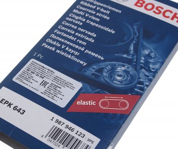 1 099 р. Ремень приводной поликлиновой 4PK643 CHEVROLET Cruze (09-) (1.8),Aveo (06-) гидроусилителя BOSCH BOSCH 1987946123 BOSCH 1987946123  с доставкой в г. Воронеж. Увеличить фотографию 2