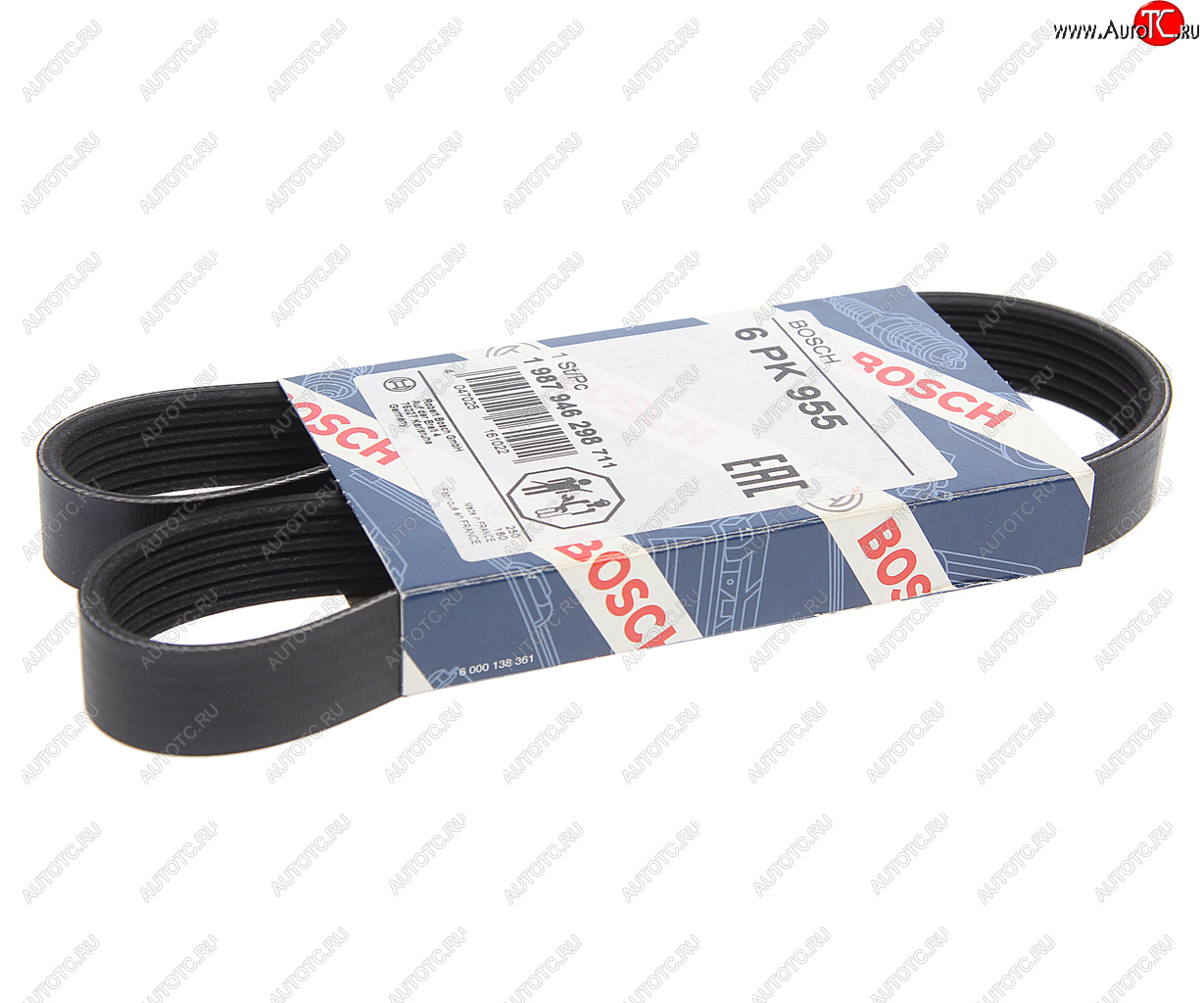 849 р. Ремень приводной поликлиновой 6PK955 HYUNDAI Elantra (06-),i20,i30 KIA Cerato генератора BOSCH BOSCH 1987946298  с доставкой в г. Воронеж