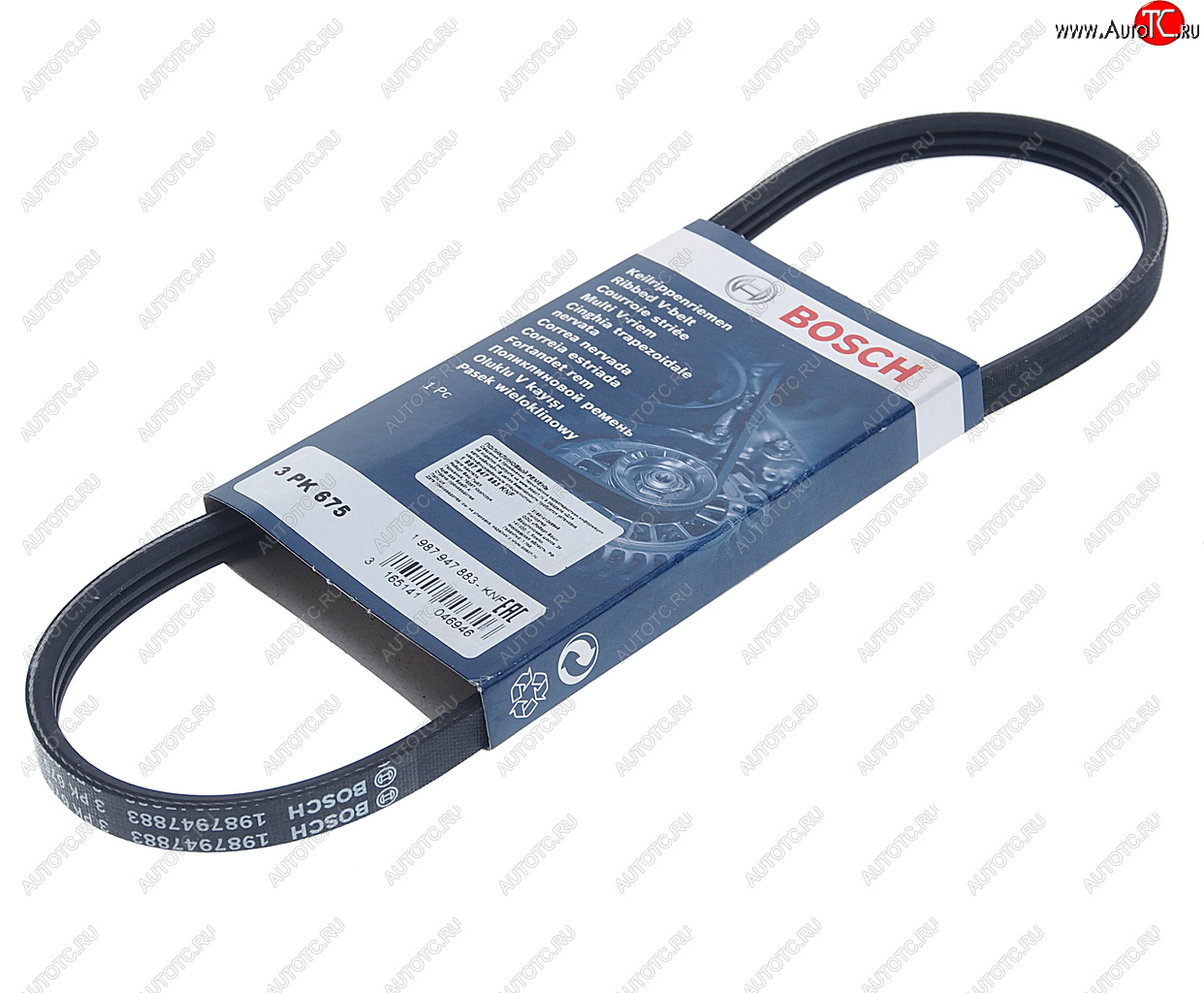 439 р. Ремень приводной поликлиновой 3PK675 HYUNDAI Sonata 5 KIA Cerato гидроусилителя BOSCH BOSCH 1987947883  с доставкой в г. Воронеж