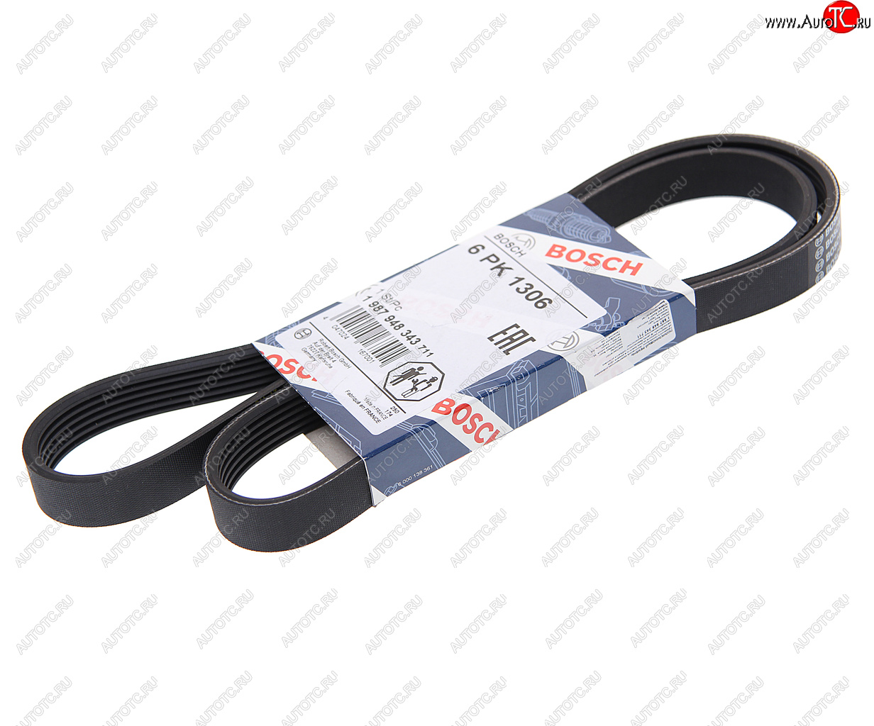1 069 р. Ремень приводной поликлиновой 6PK1306 FORD C-Max,Focus 2 BOSCH BOSCH 1987948343  с доставкой в г. Воронеж
