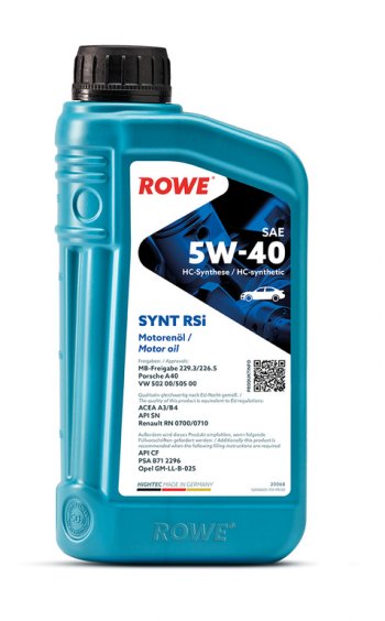 1 579 р. Масло моторное HIGHTEC SYNT RSi A3B4SNCF 5W40 синт.1л ROWE ROWE 20068-0010-99  с доставкой в г. Воронеж. Увеличить фотографию 3