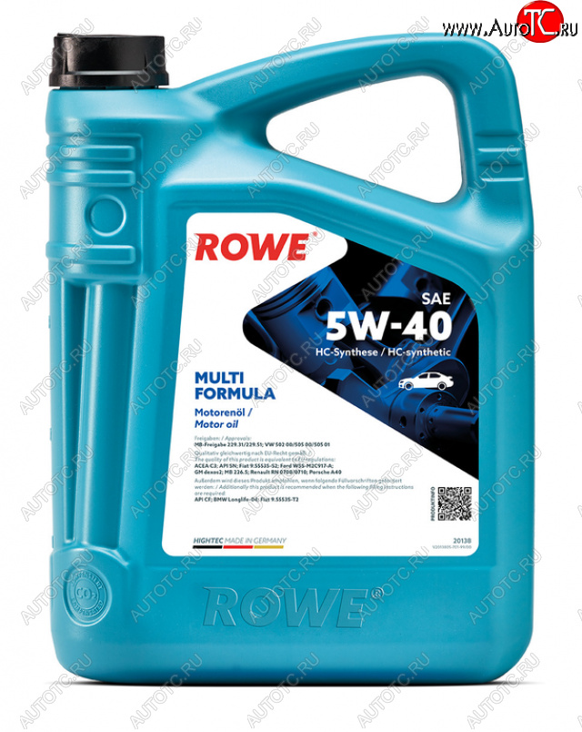 7 599 р. Масло моторное HIGHTEC MULTI FORMULA C3SNCF 5W40 синт.5л ROWE ROWE 20138-0050-99  с доставкой в г. Воронеж