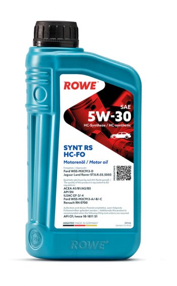 1 879 р. Масло моторное HIGHTEC SYNT RS A1B1A5B5SNCFGF-34 5W30 HC-FO синт.1л ROWE ROWE 20146-0010-99  с доставкой в г. Воронеж. Увеличить фотографию 1