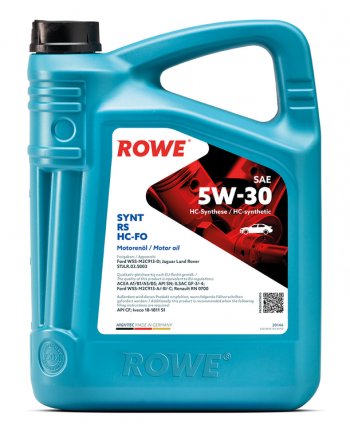 8 499 р. Масло моторное HIGHTEC SYNT RS A1B1A5B5SNCFGF-34 5W30 HC-FO синт.5л ROWE ROWE 20146-0050-99  с доставкой в г. Воронеж. Увеличить фотографию 1