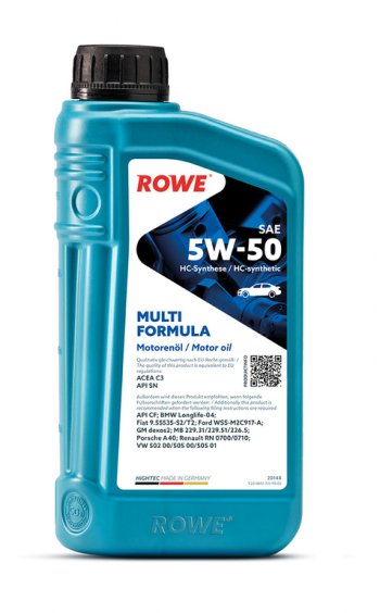 1 599 р. Масло моторное HIGHTEC MULTI FORMULA C3 SNCF 5W50 синт.1л ROWE ROWE 20148-0010-99  с доставкой в г. Воронеж. Увеличить фотографию 2