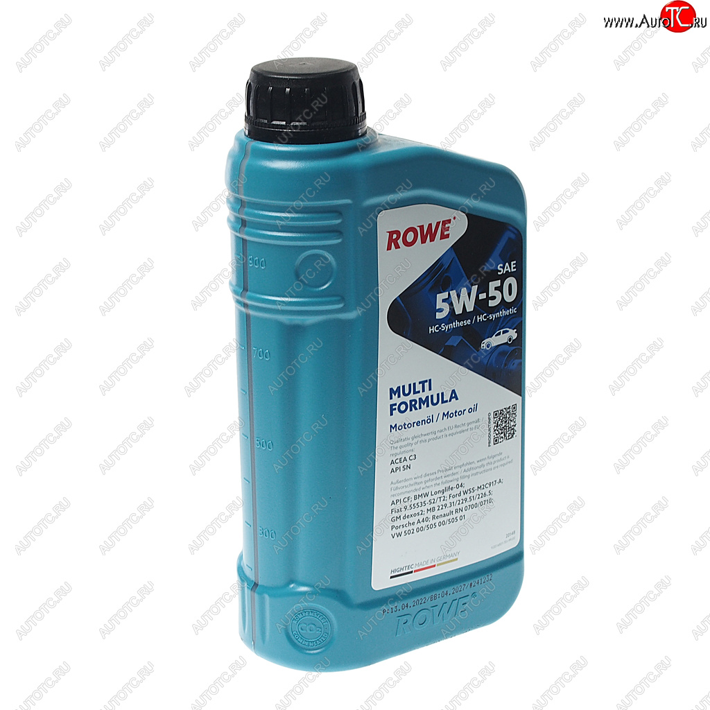 1 599 р. Масло моторное HIGHTEC MULTI FORMULA C3 SNCF 5W50 синт.1л ROWE ROWE 20148-0010-99  с доставкой в г. Воронеж