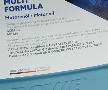 7 199 р. Масло моторное HIGHTEC MULTI FORMULA C3 SNCF 5W50 синт.5л ROWE ROWE 20148-0050-99  с доставкой в г. Воронеж. Увеличить фотографию 2
