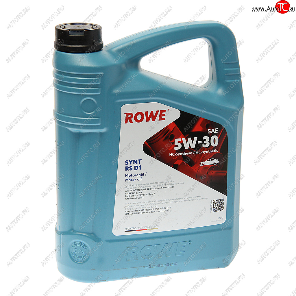 5 849 р. Масло моторное HIGHTEC SYNT RS D1 SPRCSNGF-56A 5W30 синт.4л ROWE ROWE 20212-0040-99  с доставкой в г. Воронеж