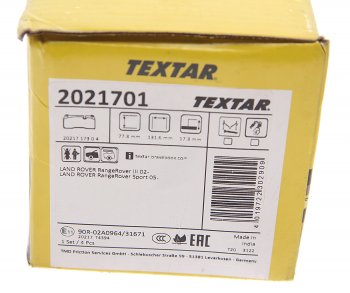 4 549 р. Колодки тормозные передние (4шт.) TEXTAR Land Rover Range Rover 3 L322 дорестайлинг (2002-2006)  с доставкой в г. Воронеж. Увеличить фотографию 4