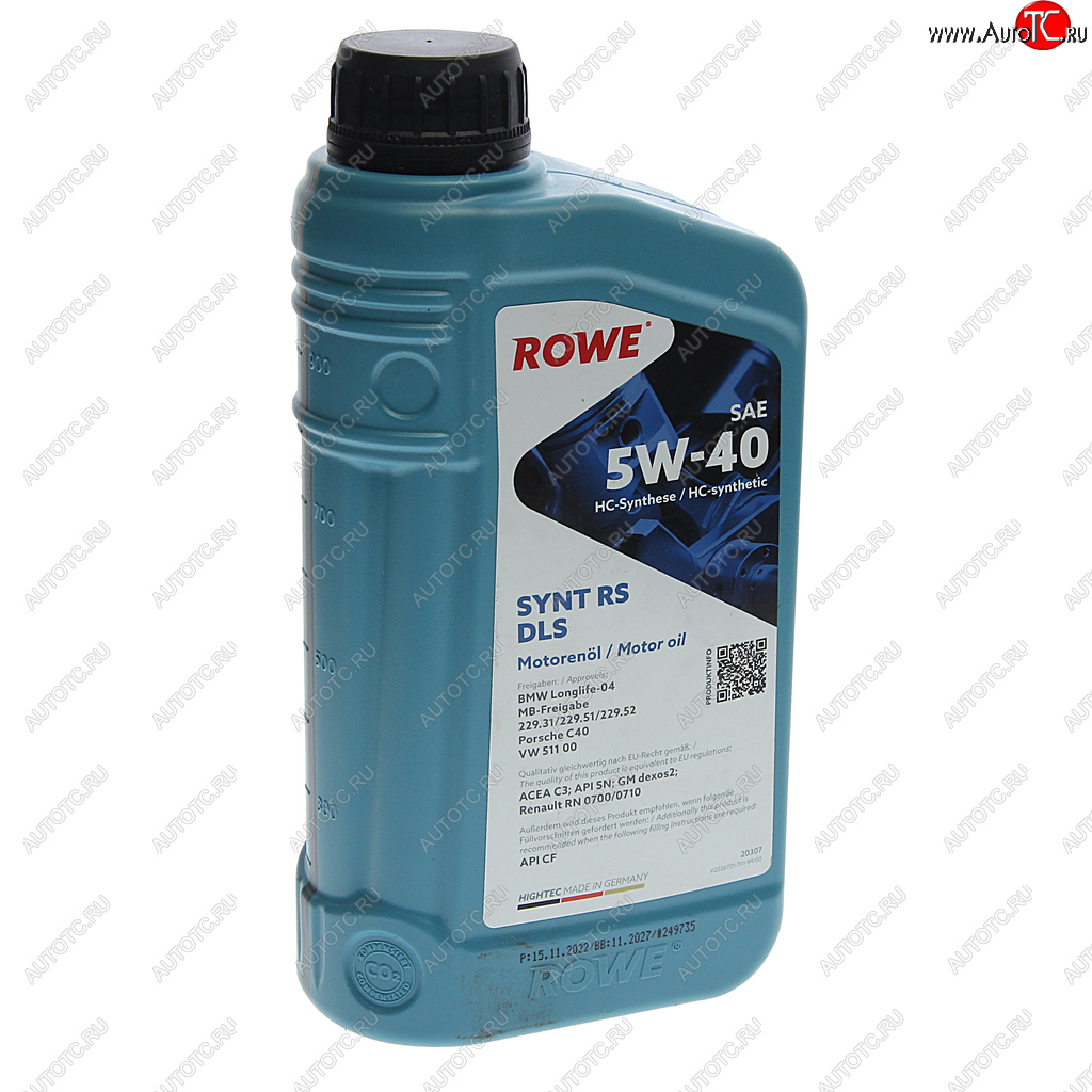 1 529 р. Масло моторное HIGHTEC SYNT RS DLS SNCFC2C3 5W40 синт.1л ROWE ROWE 20307-0010-99  с доставкой в г. Воронеж