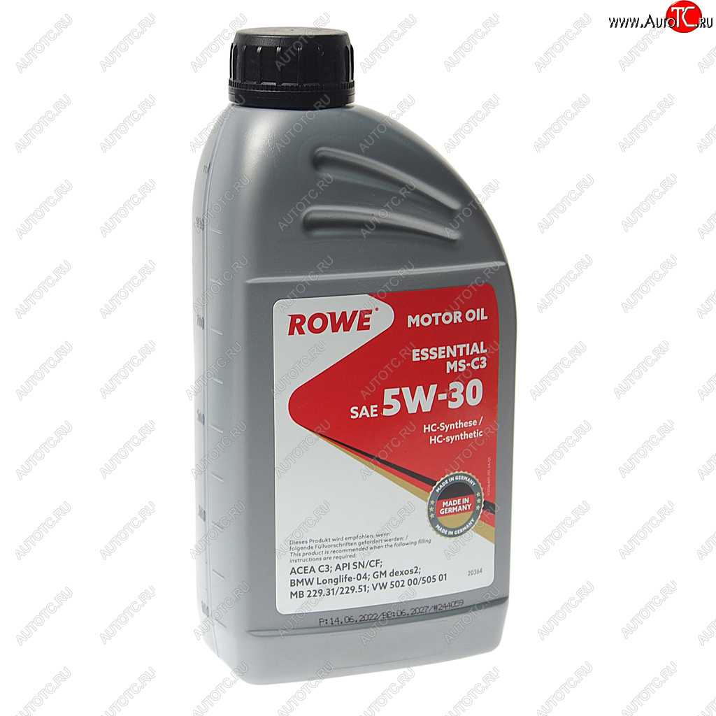 1 599 р. Масло моторное ESSENTIAL MS-C3 5W30 синт.1л ROWE ROWE 20364-177-2a  с доставкой в г. Воронеж