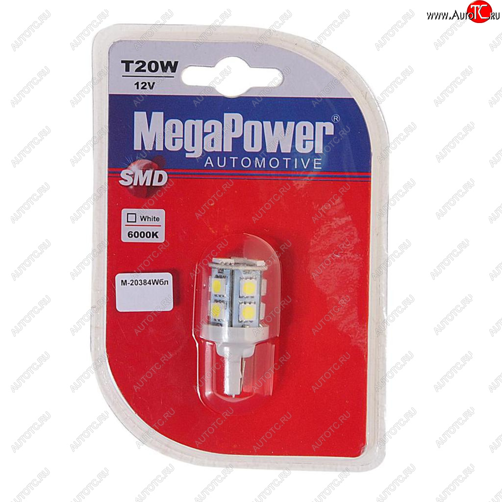230 р. Лампа светодиодная 12V W215W W3x16d 6000K бесцокольная 13 светодиодов блистер (1шт.) MEGAPOWER MEGAPOWER-AUTOMOTIVE 20384wбл  с доставкой в г. Воронеж