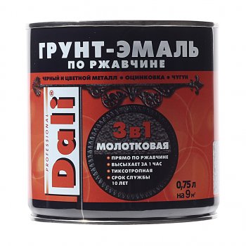 1 199 р. Грунт-эмаль по ржавчине серебристый молотковый 0.75л DALI DALI 20407  с доставкой в г. Воронеж. Увеличить фотографию 1