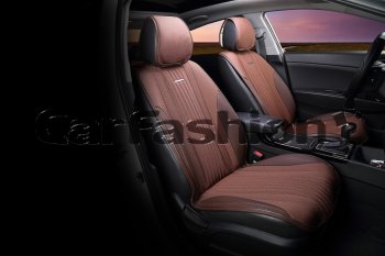 2 849 р. Накидка на сиденье экокожа-твид коричневая (4 предм.) (2шт.) Grand CARFASHION CARFASHION 21842  с доставкой в г. Воронеж. Увеличить фотографию 1