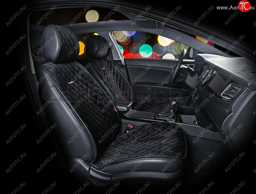 4 189 р. Накидка на сиденье велюр-экокожа черная (4 предм.) (2шт.) California CARFASHION CARFASHION 21896  с доставкой в г. Воронеж