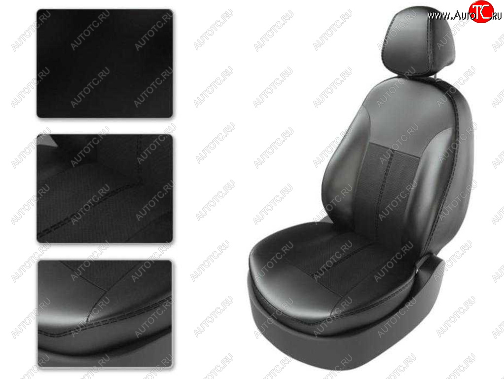 6 999 р. Авточехлы HYUNDAI Solaris KIA Rio седан (11-) экокожа черные CARFASHION CARFASHION 220618060606  с доставкой в г. Воронеж