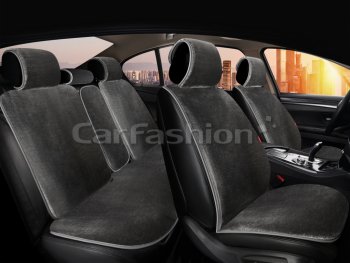 5 499 р. Накидка на сиденье мех искусственный темно-серые 5шт. Alpaca Plus CARFASHION CARFASHION 22164  с доставкой в г. Воронеж. Увеличить фотографию 1