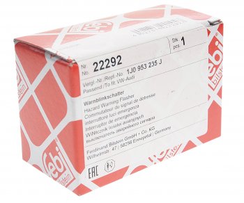 1 479 р. Выключатель VW Golf (97-06),Bora (99-05) аварийной сигнализации (клавиша) FEBI FEBI 22292  с доставкой в г. Воронеж. Увеличить фотографию 3