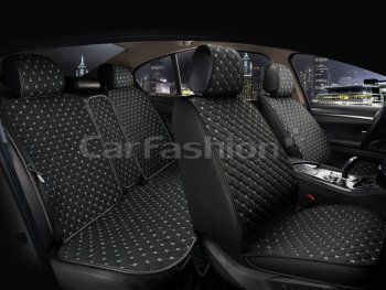 5 549 р. Накидка на сиденье лен черно-серые (5 предм.) (4шт.) Cube CARFASHION CARFASHION 22674  с доставкой в г. Воронеж. Увеличить фотографию 1