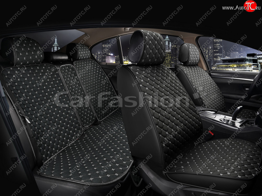 5 549 р. Накидка на сиденье лен черно-серые (5 предм.) (4шт.) Cube CARFASHION CARFASHION 22674  с доставкой в г. Воронеж