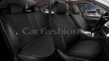 5 549 р. Накидка на сиденье лен черные (5 предм.) (4шт.) Cube CARFASHION CARFASHION 22676  с доставкой в г. Воронеж. Увеличить фотографию 1
