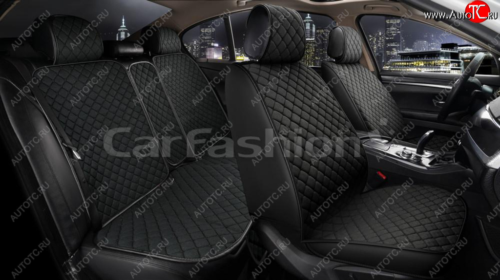 5 549 р. Накидка на сиденье лен черные (5 предм.) (4шт.) Cube CARFASHION CARFASHION 22676  с доставкой в г. Воронеж