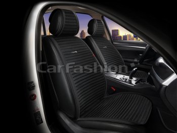 3 999 р. Накидка на сиденье велюр-экокожа черная (4 предм.) (2шт.) Monaco Pro Front CARFASHION CARFASHION 22706  с доставкой в г. Воронеж. Увеличить фотографию 1