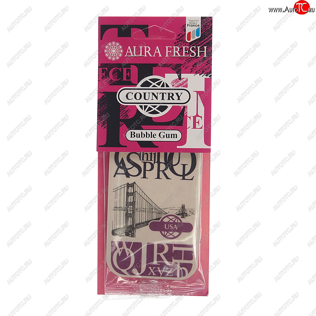 88 р. Ароматизатор подвесной картонный (bubble gum) Country AURA FRESH AURA FRESH 23018  с доставкой в г. Воронеж