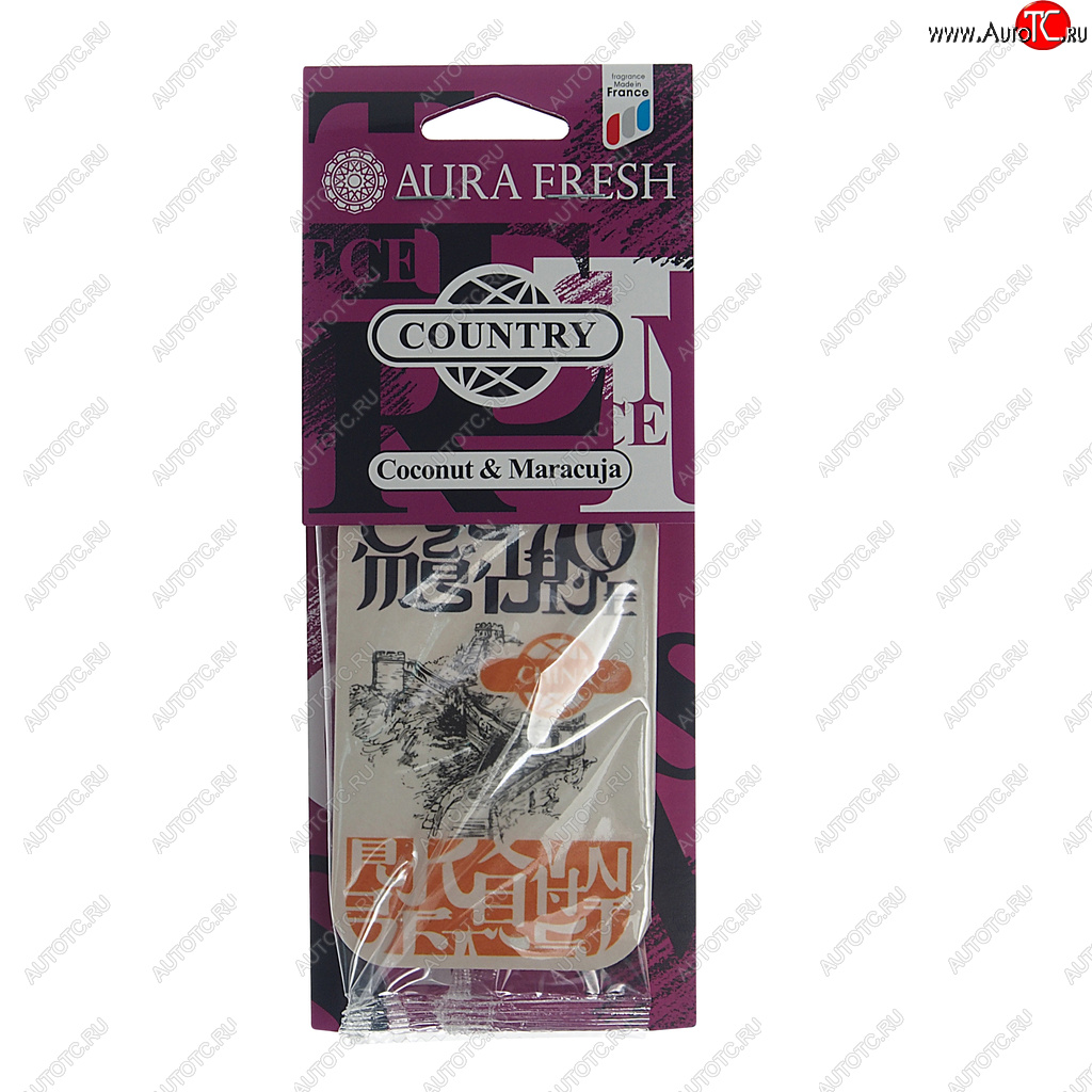 88 р. Ароматизатор подвесной картонный (coconut&maracuja) Country AURA FRESH AURA FRESH 23022  с доставкой в г. Воронеж