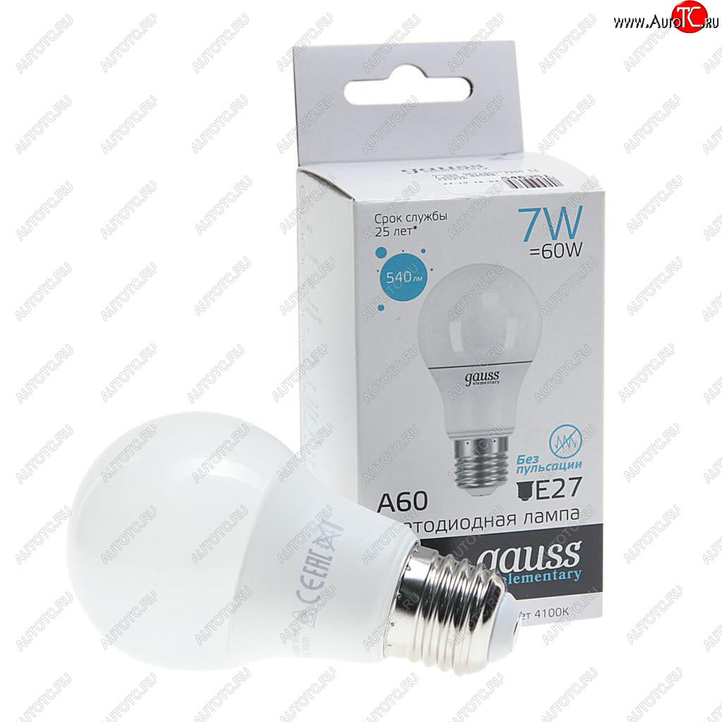 101 р. Лампа светодиодная E27 A60 7W(60W) 220V холодный GAUSS GAUSS 23227a  с доставкой в г. Воронеж