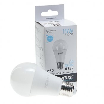 276 р. Лампа светодиодная E27 A60 15W(120W) 220V холодный GAUSS GAUSS 23235  с доставкой в г. Воронеж. Увеличить фотографию 1