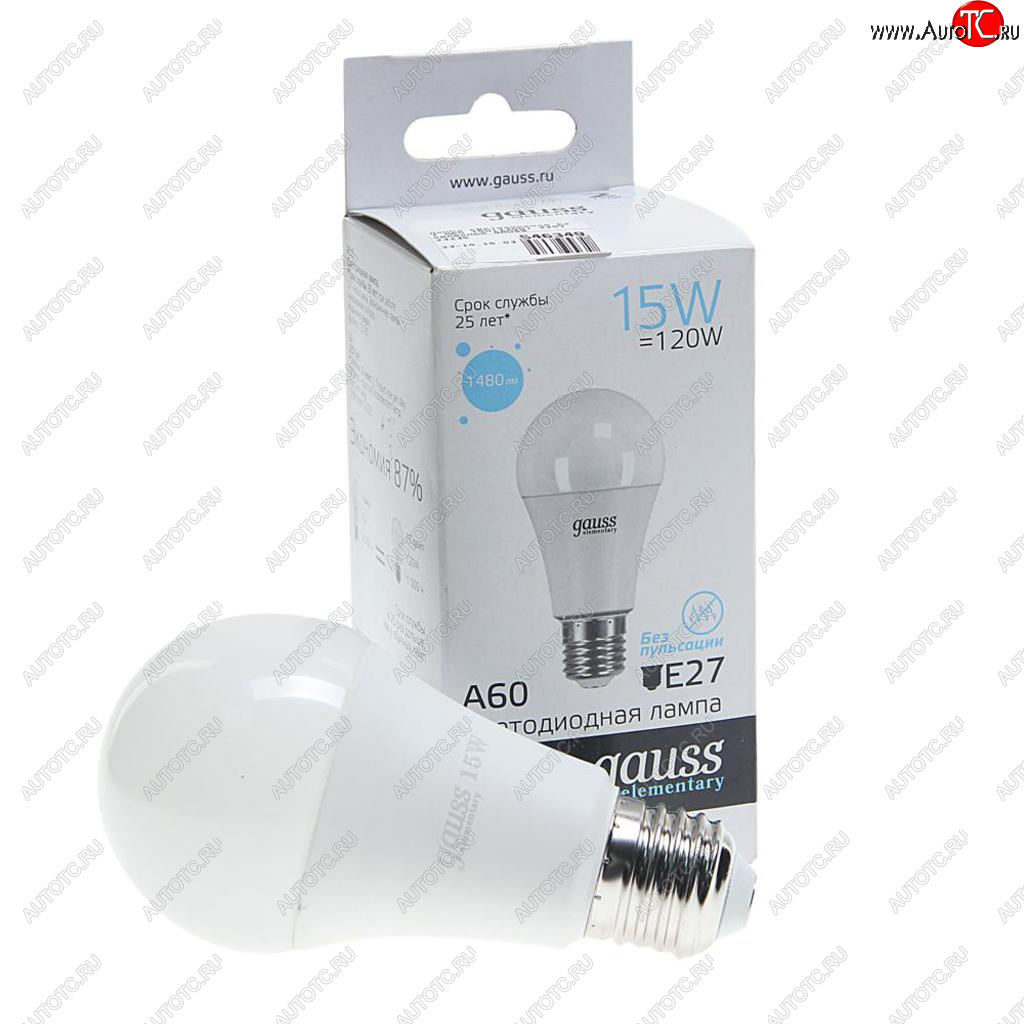 276 р. Лампа светодиодная E27 A60 15W(120W) 220V холодный GAUSS GAUSS 23235  с доставкой в г. Воронеж