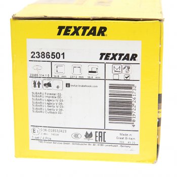3 099 р. Колодки тормозные передние (4шт.) TEXTAR Subaru Impreza GD седан дорестайлинг (2000-2002)  с доставкой в г. Воронеж. Увеличить фотографию 3