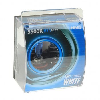 399 р. Лампа 24V H11 70W PGJ19-2 5500К бокс (2шт.) Super White HNG HNG 24117sw2  с доставкой в г. Воронеж. Увеличить фотографию 1