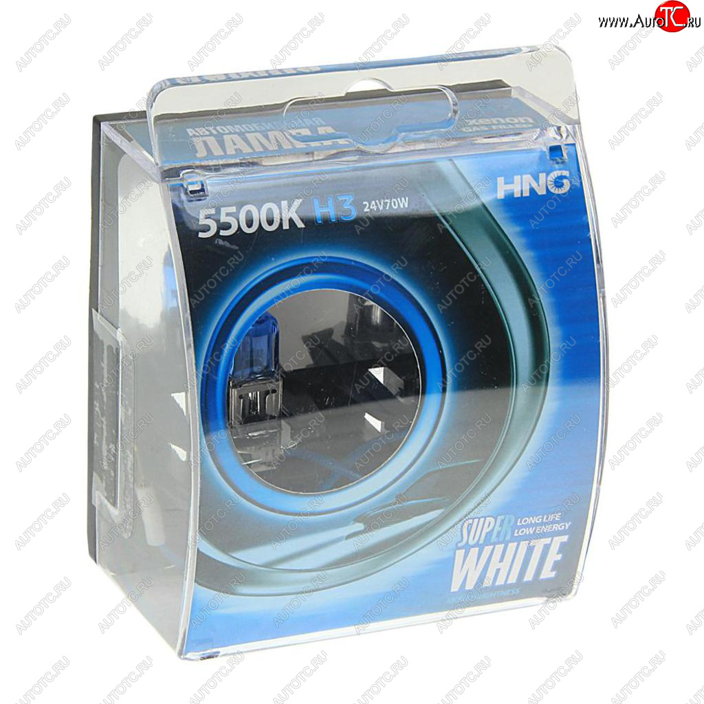 219 р. Лампа 24V H3 70W PK22s 5500К бокс (2шт.) Super White HNG HNG 24370sw2  с доставкой в г. Воронеж