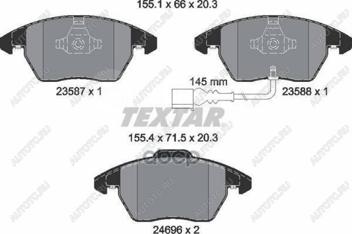 5 199 р. Колодки тормозные передние (4шт.) TEXTAR  Audi A1 ( 8X1 хэтчбэк 3 дв.,  8XA хэтчбэк 5 дв.,  GB хэтчбэк 5 дв.) (2010-2025), Audi A3 ( 8P1 хэтчбэк 3 дв.,  8PA хэтчбэк 5 дв.) (2008-2013), Volkswagen Touran ( 1T,  2T) (2010-2025)  с доставкой в г. Воронеж