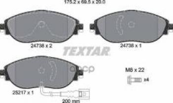 6 949 р. Колодки тормозные передние (4шт.) TEXTAR  Audi Q3  F3 (2018-2022), Volkswagen Golf  7 (2017-2020), Volkswagen Tiguan  Mk2 (2016-2022)  с доставкой в г. Воронеж. Увеличить фотографию 1