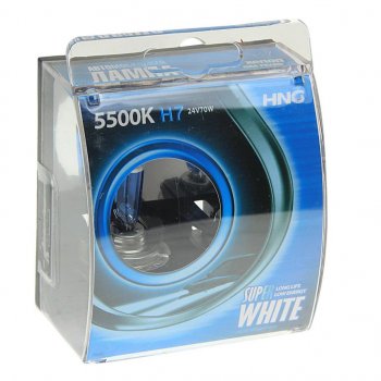 349 р. Лампа 24V H7 70W PX26d 5500К бокс (2шт.) Super White HNG HNG 24770sw2  с доставкой в г. Воронеж. Увеличить фотографию 1