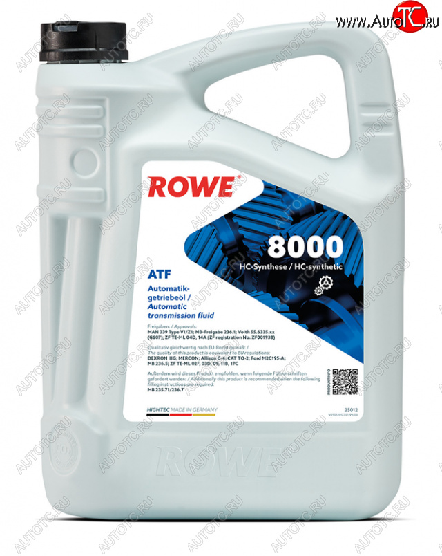 4 299 р. Масло трансмиссионное HIGHTEC ATF 8000 DEXRON IIIG синт.5л красное ROWE ROWE 25012-0050-99  с доставкой в г. Воронеж