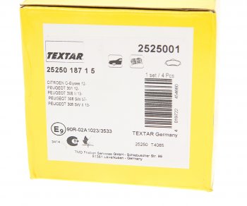 2 779 р. Колодки тормозные передние (4шт.) TEXTAR Peugeot 308 T9 хэтчбек 5 дв. дорестайлинг (2013-2018)  с доставкой в г. Воронеж. Увеличить фотографию 3