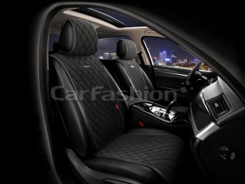 3 199 р. Накидка на сиденье велюр-экокожа черные (4 предм.) (2шт.) Bullet Front CARFASHION CARFASHION 26181  с доставкой в г. Воронеж. Увеличить фотографию 1