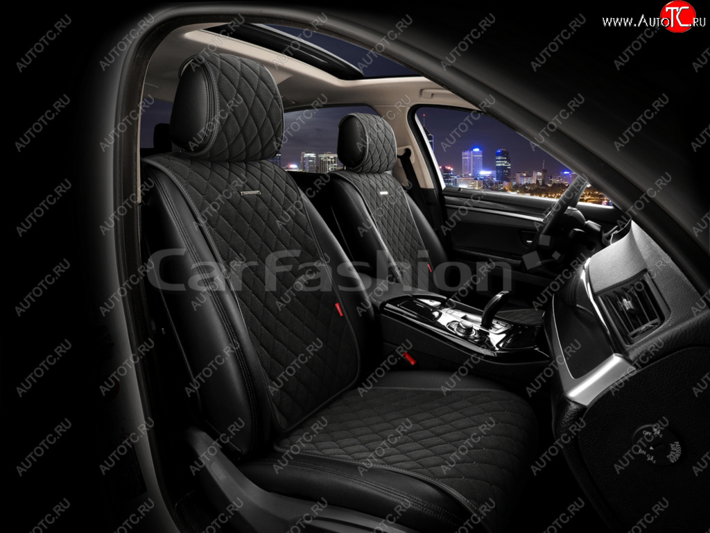 3 199 р. Накидка на сиденье велюр-экокожа черные (4 предм.) (2шт.) Bullet Front CARFASHION CARFASHION 26181  с доставкой в г. Воронеж