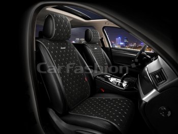 3 589 р. Накидка на сиденье велюр-экокожа черно-серые (4 предм.) (2шт.) Bullet Front CARFASHION CARFASHION 26182  с доставкой в г. Воронеж. Увеличить фотографию 1