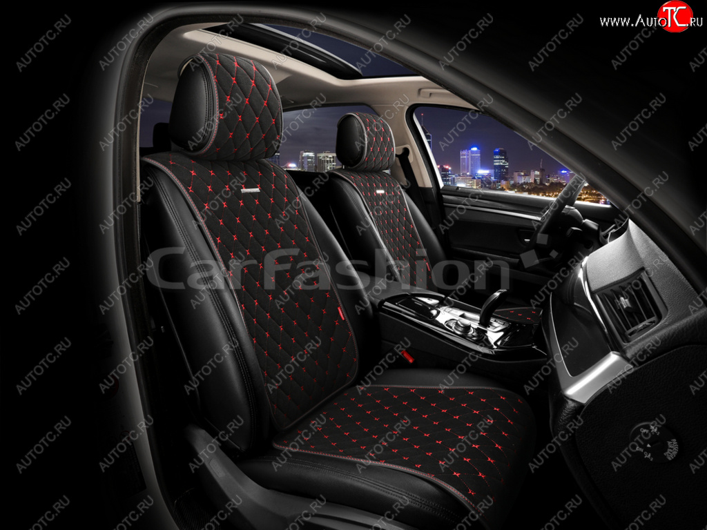 3 499 р. Накидка на сиденье велюр черные (4 предм.) (2шт.) Bullet CARFASHION CARFASHION 26183  с доставкой в г. Воронеж