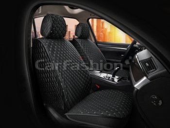 3 199 р. Накидка на сиденье велюр черно-серая (4 предм.) (2шт.) Sultan Front CARFASHION CARFASHION 26196  с доставкой в г. Воронеж. Увеличить фотографию 1