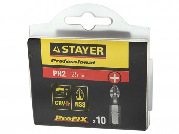 115 р. Набор бит 14 PH2 25мм 10 предмета в блистере STAYER STAYER 26201-2-25-10_z01  с доставкой в г. Воронеж. Увеличить фотографию 2