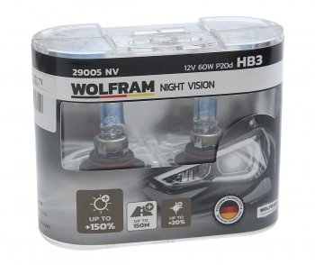 1 899 р. Лампа 12V HB3 60W P20d +150% бокс (2шт.) Extra Light WOLFRAM WOLFRAM 29005nv WOLFRAM 29005nv  с доставкой в г. Воронеж. Увеличить фотографию 1