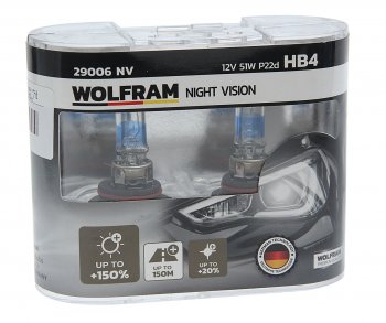 1 899 р. Лампа 12V HB4 80W P22d +150% бокс (2шт.) Extra Light WOLFRAM WOLFRAM 29006nv WOLFRAM 29006nv  с доставкой в г. Воронеж. Увеличить фотографию 1