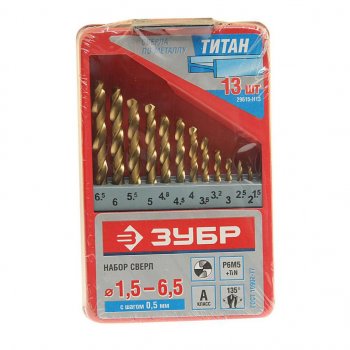 1 359 р. Набор сверл по металлу 1.5-6.5мм HSS (13шт.) ЗУБР ЗУБР 29615-н13  с доставкой в г. Воронеж. Увеличить фотографию 1